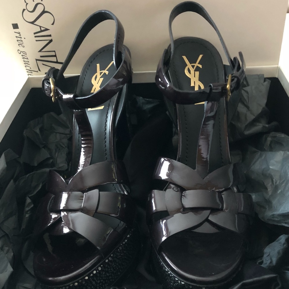 🚫TRADED🚫 YSL  Black Patent 105 heel shoes
